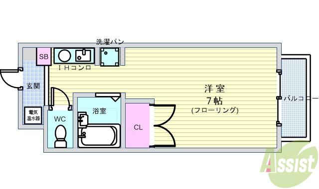 ジュネス蛍池(1K/2階)の間取り写真