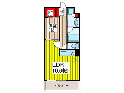 PARKSIDE HILL TOKIWA(1LDK/2階)の間取り写真