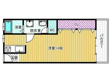 ドムール松原(ワンルーム/3階)の間取り写真