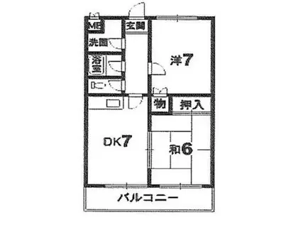 古山ハイツパートI(2DK/2階)の間取り写真