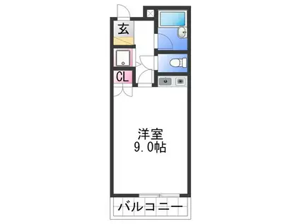 シャルマンフジ中之島弐番館(ワンルーム/1階)の間取り写真