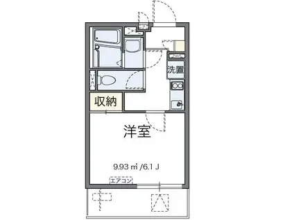 レオネクストU&SⅢ(1K/2階)の間取り写真