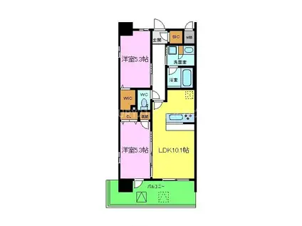 スプランディッド中百舌鳥(2LDK/9階)の間取り写真