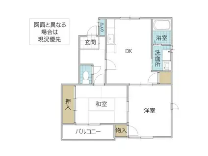 ビューパストラルA棟(2DK/2階)の間取り写真
