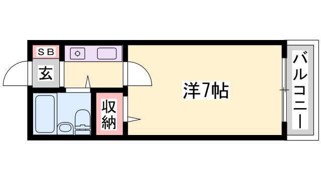 シエスタ姫路(1K/2階)の間取り写真