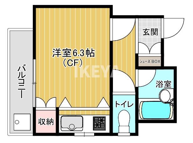 ハイツジェイワイ(ワンルーム/2階)の間取り写真