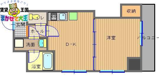 エススリーでじま(1DK/6階)の間取り写真