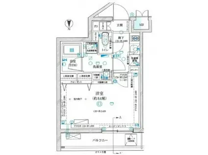 グランパセオ神楽坂II(1K/2階)の間取り写真