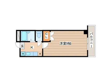 ヴァンデメール五橋(1K/9階)の間取り写真