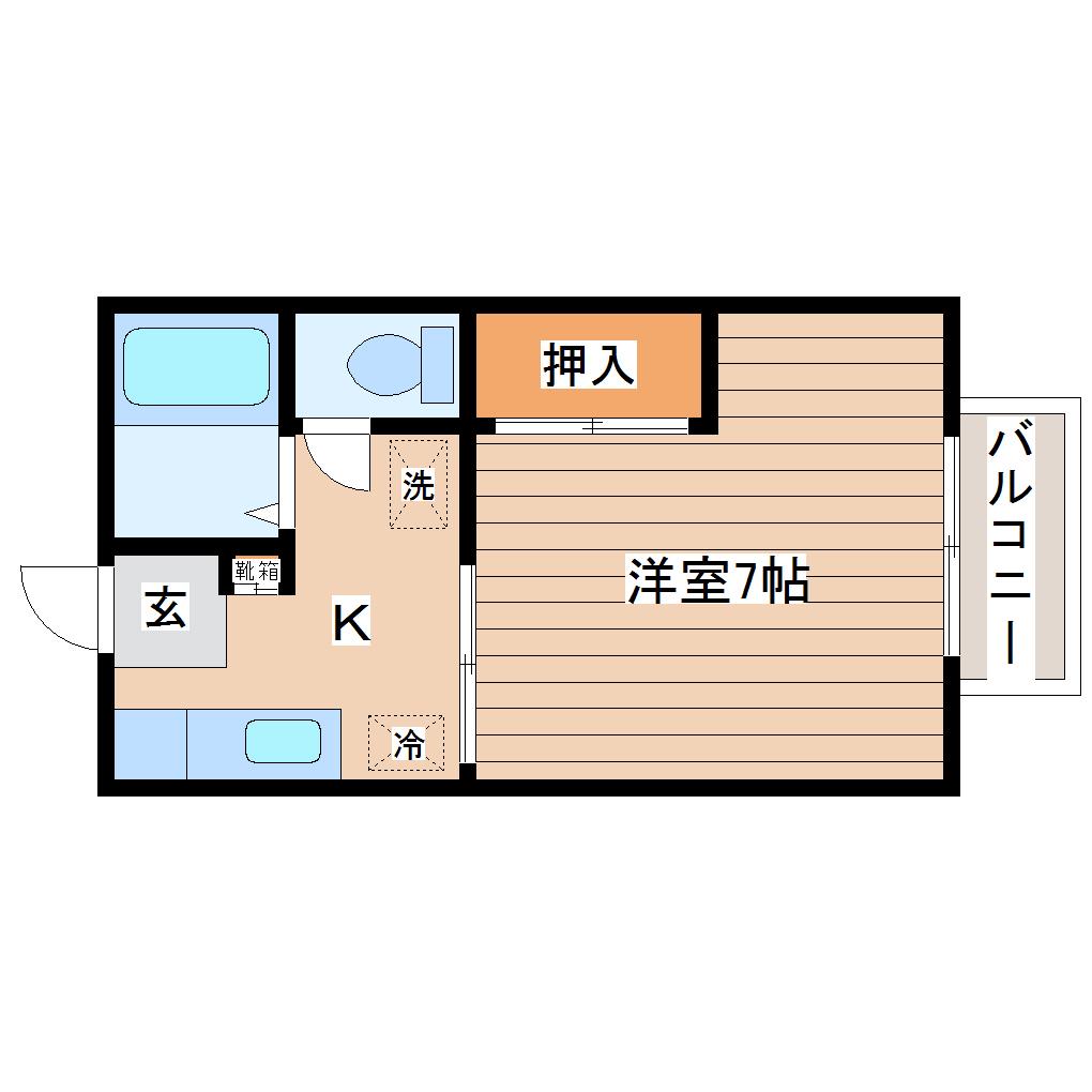 CASAデルフィー(1K/1階)の間取り写真