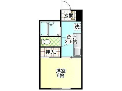 ハイツ一の森(1K/1階)の間取り写真