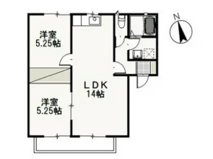 パインパレス G棟(2LDK/2階)の間取り写真