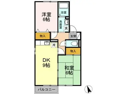 ハウジング島田A(2DK/1階)の間取り写真