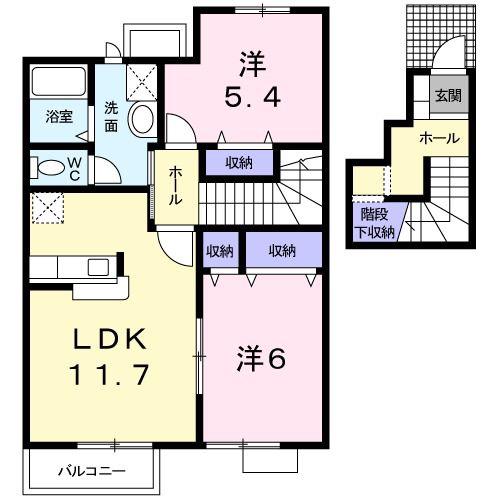 サンライズプラザII(2LDK/2階)の間取り写真