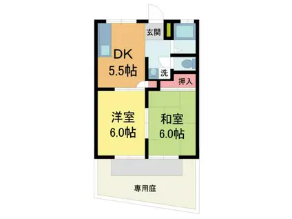 パールシティ(2DK/1階)の間取り写真