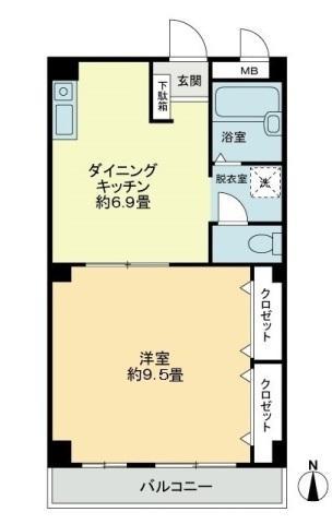 フィネス新開(1DK/1階)の間取り写真