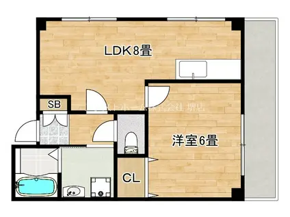 シェモア堺(1LDK/4階)の間取り写真