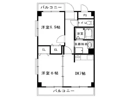 パークサイド名東(2DK/3階)の間取り写真