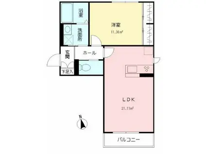 シャーメゾンリベイナ(1LDK/2階)の間取り写真