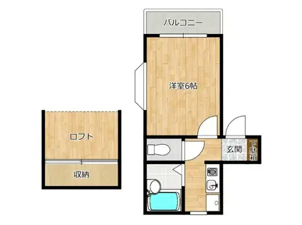 グランモア港ケ丘2C棟(1K/1階)の間取り写真