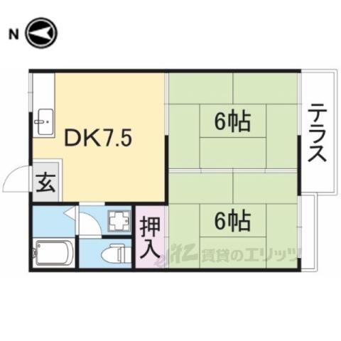 メゾン松塚(2DK/1階)の間取り写真