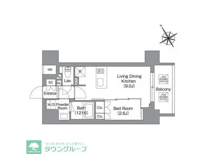 バウスフラッツ蔵前(1LDK/7階)の間取り写真