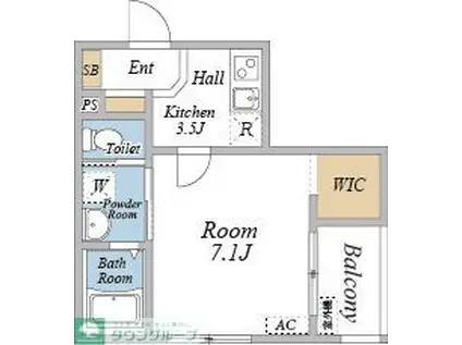 カサデルソルVI(1K/3階)の間取り写真