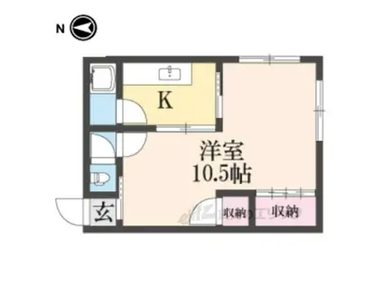 ルチルヴェーラ生駒(1K/1階)の間取り写真