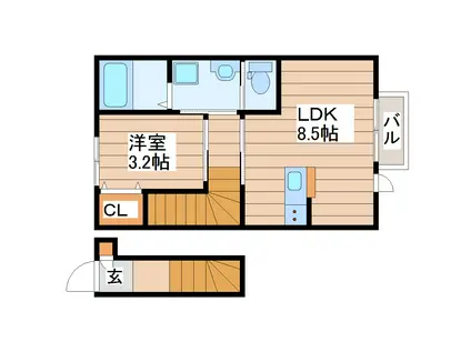 FINECOURT(1LDK/2階)の間取り写真
