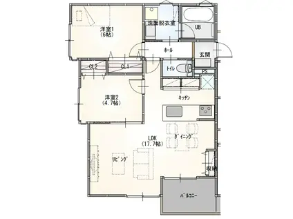 シベール御器所(2LDK/1階)の間取り写真