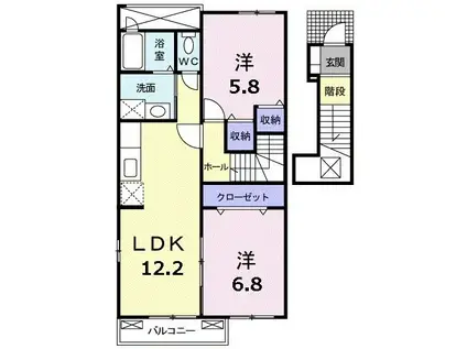 フォレストウィング・K(2LDK/2階)の間取り写真
