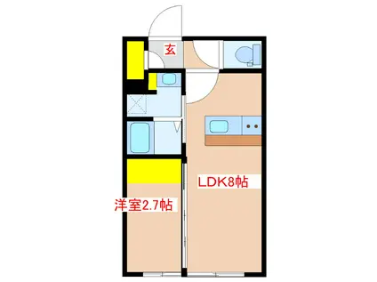 MIRAIAL藤崎(1LDK/1階)の間取り写真