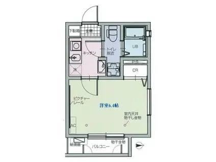 ルクール氷川台(1K/2階)の間取り写真