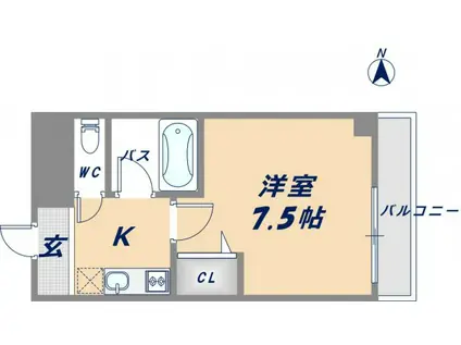 コートビュータワー(1K/3階)の間取り写真
