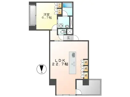 IZUMI 1(1LDK/9階)の間取り写真