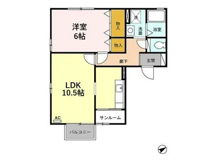 ノール・ヴィラージュII(1LDK/2階)の間取り写真