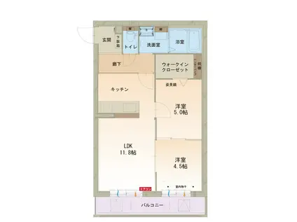 ハートフル ウェルビング(2LDK/3階)の間取り写真