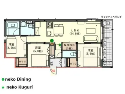 オカバ世田谷深沢ヘーベルメゾン(3LDK/2階)の間取り写真
