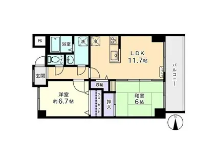 アパラザール東富山(2LDK/1階)の間取り写真