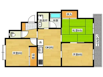 西本浦奥田ビル(3DK/3階)の間取り写真