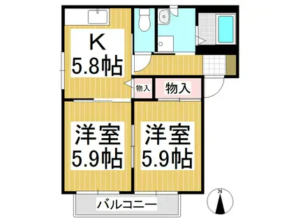 シャーメゾンビビット(2K/1階)の間取り写真