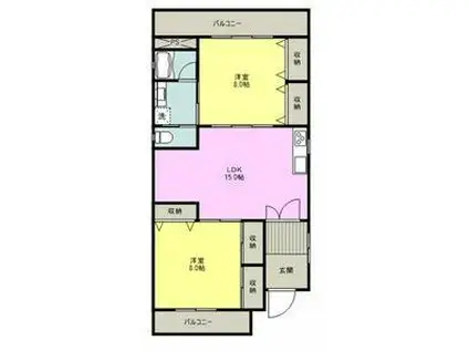 プレナス野田(2LDK/2階)の間取り写真