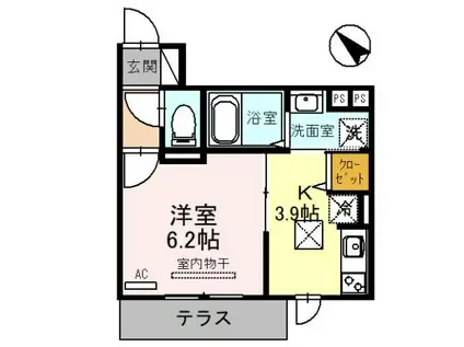 RIHITO堺東(1K/1階)の間取り写真