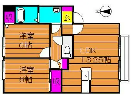 サンビレッジチェリオA棟(2LDK/1階)の間取り写真