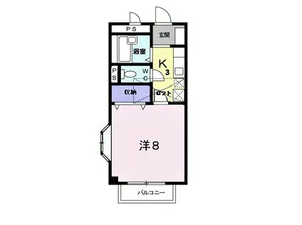 メープルV(1K/2階)の間取り写真