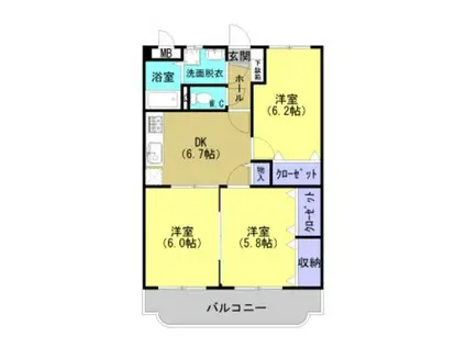 ユーミー反町(3DK/2階)の間取り写真