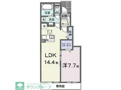 クレイドル下斎田C(1LDK/1階)の間取り写真