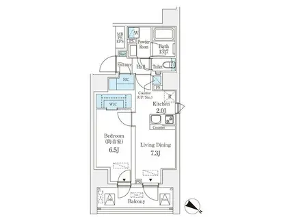 フィシオ飯田橋(1LDK/8階)の間取り写真
