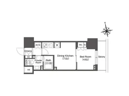 コンフォリア東上野(1DK/8階)の間取り写真