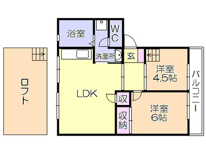 グレースコーポ合川B棟(2LDK/2階)の間取り写真